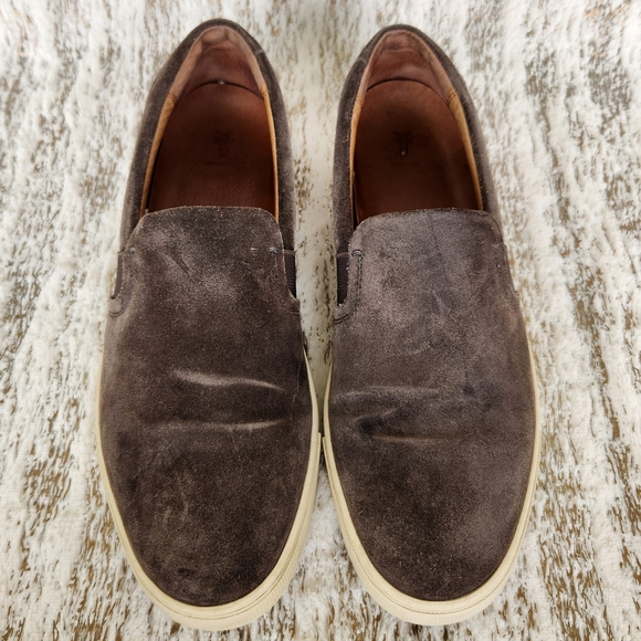 Frye "Ivy" Slip On Sneaker Shoes Gray Grey Suede Leather | Women's Size 9.5 - Picture 3 of 12